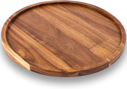 11.5 Inches Candle Holder Tray Home Decor, Round Wood Tray for Coffee Table, Small Wooden Serving Decorative Trays for Home